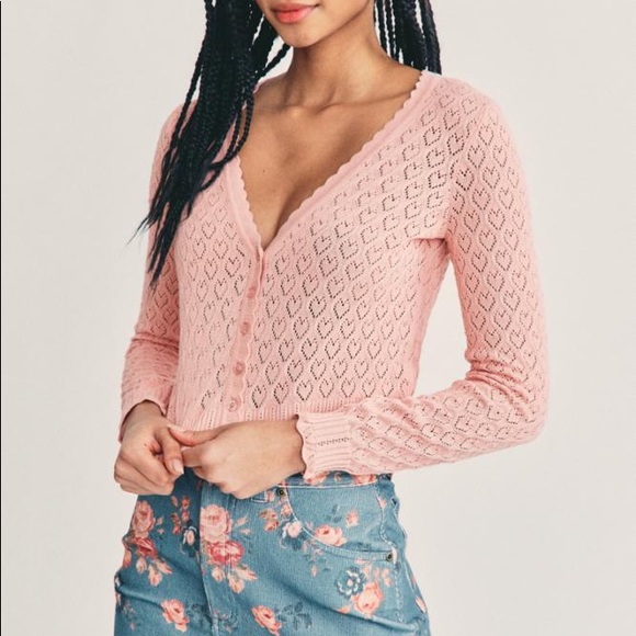 Love Shack Fancy Calloway Cropped Sweater in Pale Rose main image 0